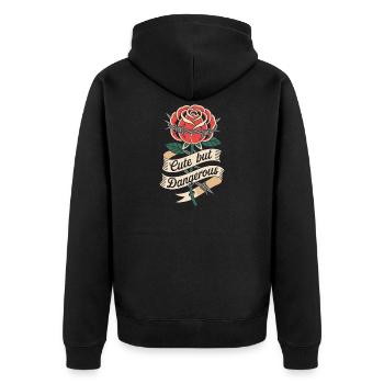 Süß Aber Gefährlich Cute Kawaii Aesthetic Katze - Unisex Premium Organic Zip Hoodie - black - Back - Nico (187cm)