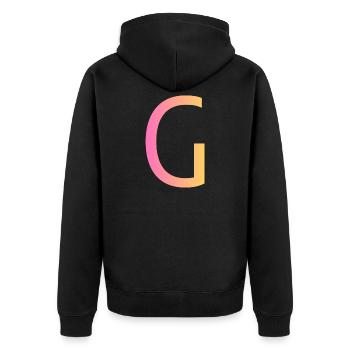 g - Unisex Premium Organic Zip Hoodie - black - Back - Nico (187cm)