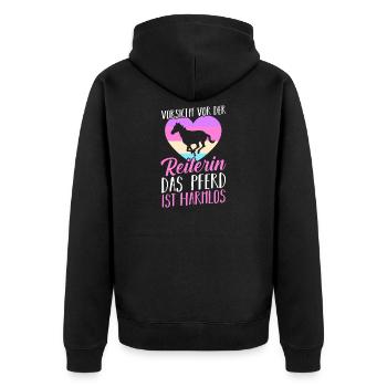 Reiten Pferdeliebhaber Reiterhof Pferde - Unisex Premium Bio Zip Hoodie - Schwarz - Hinten - Nico (187cm)