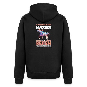 Reiten Pferdeliebhaber Reiterhof Pferde - Unisex Premium Bio Zip Hoodie - Schwarz - Hinten - Nico (187cm)