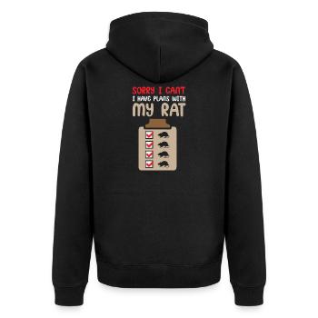 Ratte Hausratte Rattenbesitzer Rattenliebhaber - Unisex Premium Bio Zip Hoodie - Schwarz - Hinten - Nico (187cm)