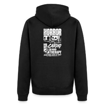 Je mets en pause les films d’horreur, pas ma vie - Veste à capuche bio Premium Unisexe - noir - Dos - Nico (187cm)