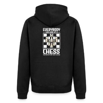 Schach Schachspieler Schachbrett - Unisex Premium Bio Zip Hoodie - Schwarz - Hinten - Nico (187cm)