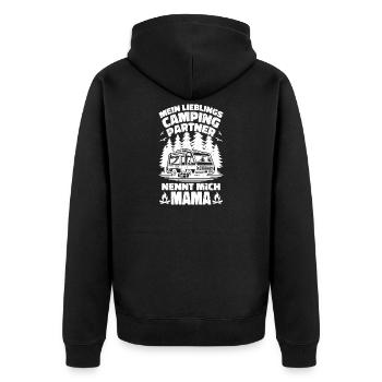 Lieblings Campingpartner Mama - Unisex Premium Bio Zip Hoodie - Schwarz - Hinten - Nico (187cm)