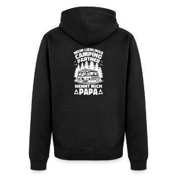 Lieblings Campingpartner Papa - Unisex Premium Bio Zip Hoodie - Schwarz - Hinten - Nico (187cm)