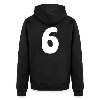 Six : Chiffre minimaliste 6 | Sixième - Veste à capuche bio Premium Unisexe - noir - Dos - Nico (187cm)