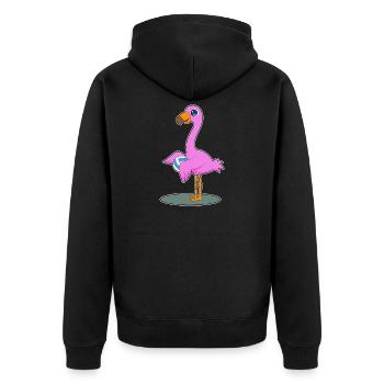 Flamingo Volleyball Player Volleyball - Unisex Premium Organic Zip Hoodie - black - Back - Nico (187cm)