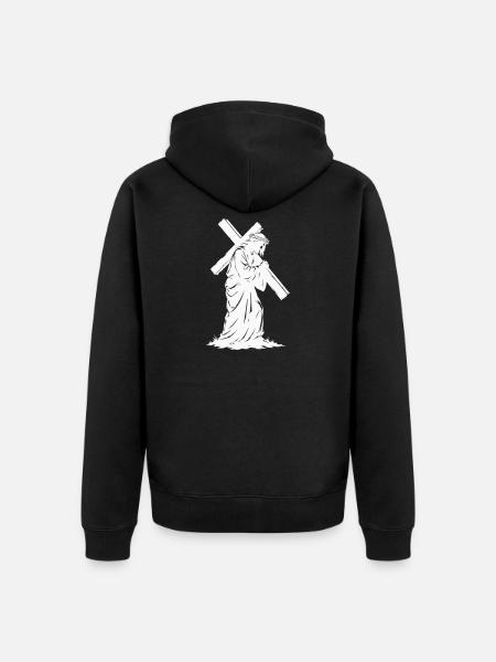 Kreuzweg Silhouette Jesu - Unisex Premium Bio Zip Hoodie - Schwarz