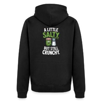  A Little Salty But Still Crunchy Gurke Und - Unisex Premium Bio Zip Hoodie - Schwarz - Hinten - Nico (187cm)