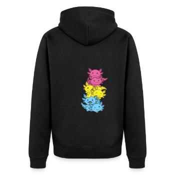 Pansexual Flag Pan Pride LGBTQ Axolotl - Unisex Premium Organic Zip Hoodie - black - Back - Nico (187cm)