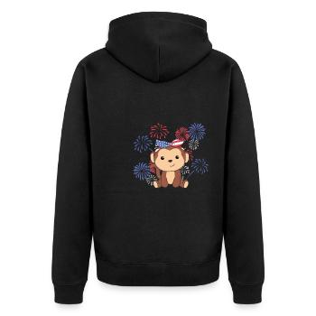 4th of July american monkey for kids usa feuerwerk - Unisex Premium Bio Zip Hoodie - Schwarz - Hinten - Nico (187cm)