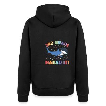 Kids 3rd Grade nailed it Hammerhead Shark Graduation - Unisex Premium Organic Zip Hoodie - black - Back - Nico (187cm)
