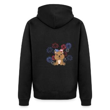 4th of July american Quokka kids usa feuerwerk - Unisex Premium Bio Zip Hoodie - Schwarz - Hinten - Nico (187cm)