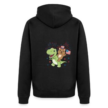Quokka avec T-Rex pour le feu d’artifice du quatrième juillet - Veste à capuche bio Premium Unisexe - noir - Dos - Nico (187cm)