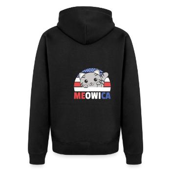 Chat pour le quatrième de juillet drapeau américain Meowica - Veste à capuche bio Premium Unisexe - noir - Dos - Nico (187cm)