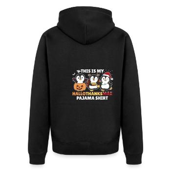 Hallothanksmas Pyjama Chemise Pingouin Noël Animal - Veste à capuche bio Premium Unisexe - noir - Dos - Nico (187cm)