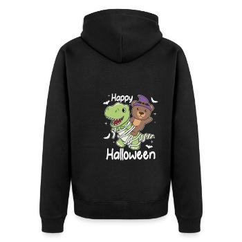 Bear Happy Halloween T-Rex Mummy Costume - Unisex Premium Organic Zip Hoodie - black - Back - Nico (187cm)