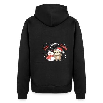 Sloth I'm snow cute snowman snow pun - Unisex Premium Organic Zip Hoodie - black - Back - Nico (187cm)