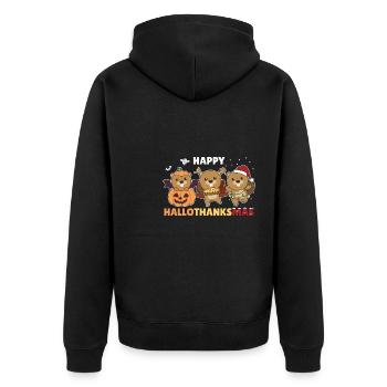 Happy Hallothanksmas Beaver Christmas Beaver - Unisex Premium Organic Zip Hoodie - black - Back - Nico (187cm)