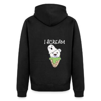 Eisbär Halloween Geist I Scream Eis Wortspiel - Unisex Premium Bio Zip Hoodie - Schwarz - Hinten - Nico (187cm)