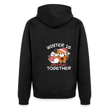 Panda roux L’hiver est plus chaud ensemble Bonhomme de neige - Veste à capuche bio Premium Unisexe - noir - Dos - Nico (187cm)