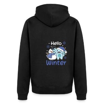 Axolotl Hello Winter Snowman Snow Christmas - Unisex Premium Organic Zip Hoodie - black - Back - Nico (187cm)