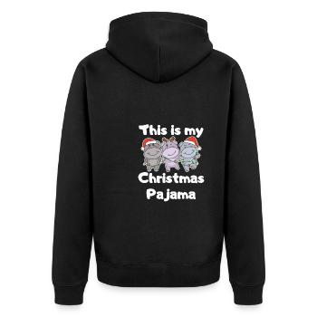 Pyjama de Noël Hippopotames de Noël - Veste à capuche bio Premium Unisexe - noir - Dos - Nico (187cm)