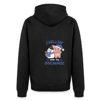Pig chillin avec mon bonhomme de neige snowmie - Veste à capuche bio Premium Unisexe - noir - Dos - Nico (187cm)