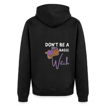 Katze Halloween Hexe Hexen don't be a basic witch - Unisex Premium Bio Zip Hoodie - Schwarz - Hinten - Nico (187cm)