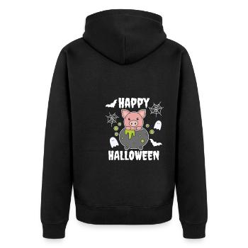 Cochon Joyeux Halloween Chaudron Chauve-souris - Veste à capuche bio Premium Unisexe - noir - Dos - Nico (187cm)