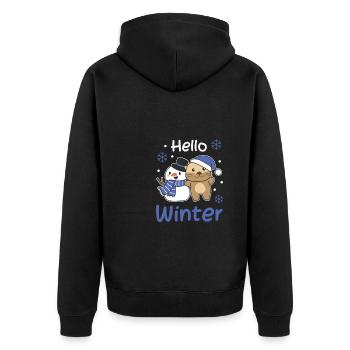 Otter Hello Winter Snowman Snow Christmas - Unisex Premium Organic Zip Hoodie - black - Back - Nico (187cm)