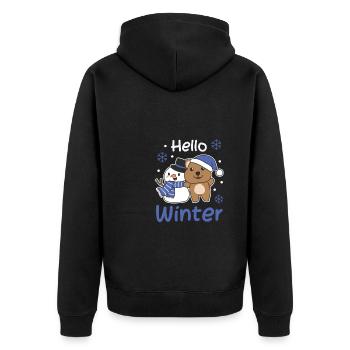 Quokka Hello Winter Snowman Snow Christmas - Unisex Premium Organic Zip Hoodie - black - Back - Nico (187cm)