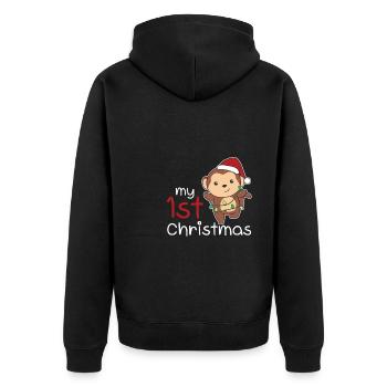 Monkey Christmas Monkeys my 1st Christmas - Unisex Premium Organic Zip Hoodie - black - Back - Nico (187cm)