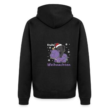 Weihnachts Hippo Labrador frohe Weihnachten Hunde - Unisex Premium Bio Zip Hoodie - Schwarz - Hinten - Nico (187cm)