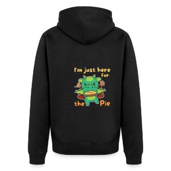 thanksgiving day outfits Truthahn Drache mit Pie - Unisex Premium Bio Zip Hoodie - Schwarz - Hinten - Nico (187cm)