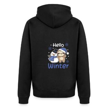Sloth Hello Winter Snowman Snow Christmas - Unisex Premium Organic Zip Hoodie - black - Back - Nico (187cm)