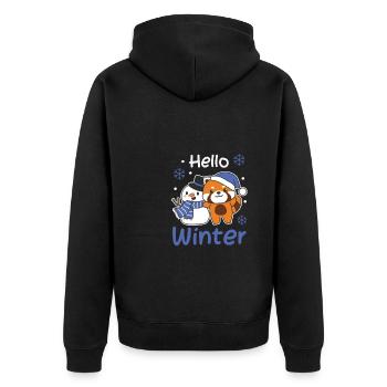 Red Panda Hello Winter Snowman Snow - Unisex Premium Organic Zip Hoodie - black - Back - Nico (187cm)