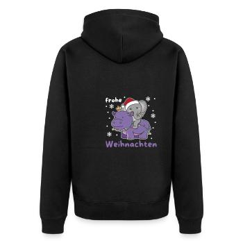 Weihnachts Hippo Elefant frohe Weihnachten Hippo - Unisex Premium Bio Zip Hoodie - Schwarz - Hinten - Nico (187cm)