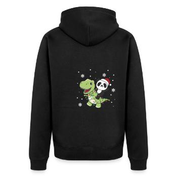 Panda Trex Christmas Snow Winter Animals - Unisex Premium Organic Zip Hoodie - black - Back - Nico (187cm)
