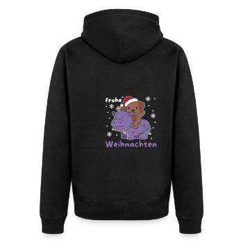 Weihnachts Hippo Labrador frohe Weihnachten Hunde - Unisex Premium Bio Zip Hoodie - Schwarz - Hinten - Nico (187cm)