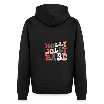 Merry Christmas groovy retro Holly Jolly Babe - Unisex Premium Organic Zip Hoodie - black - Back - Nico (187cm)