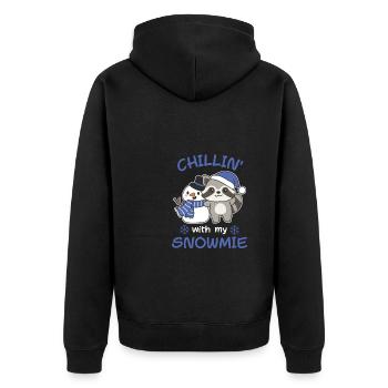 Raccoon Chillin avec mon bonhomme de neige - Veste à capuche bio Premium Unisexe - noir - Dos - Nico (187cm)