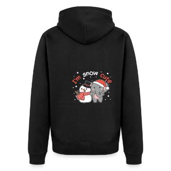 Elephant I'm snow cute snowman snow pun - Unisex Premium Organic Zip Hoodie - black - Back - Nico (187cm)