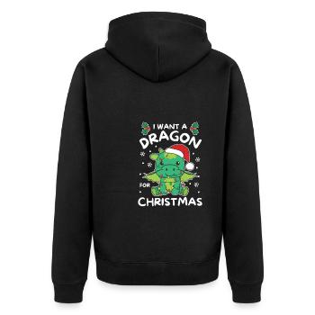 I want a dragon for Christmas cute dragons - Unisex Premium Organic Zip Hoodie - black - Back - Nico (187cm)