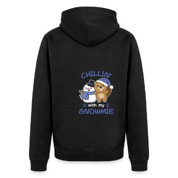Beaver Chillin with my snowmie snowman - Unisex Premium Organic Zip Hoodie - black - Back - Nico (187cm)