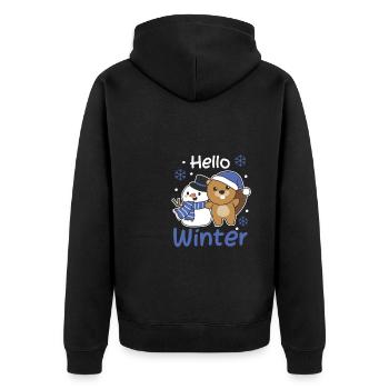 Beaver Hello Winter snowman snow - Unisex Premium Organic Zip Hoodie - black - Back - Nico (187cm)