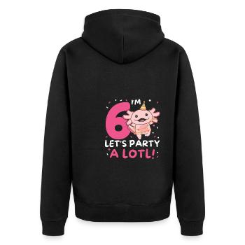 6ème anniversaire axolotl six ans axolotls sucrés - Veste à capuche bio Premium Unisexe - noir - Dos - Nico (187cm)