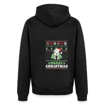 Merry Christmas retro ugly christmas Dalmatians - Unisex Premium Organic Zip Hoodie - black - Back - Nico (187cm)