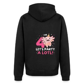 4. Geburtstag Axolotl vier Jahre alt süß Axolotls - Unisex Premium Bio Zip Hoodie - Schwarz - Hinten - Nico (187cm)