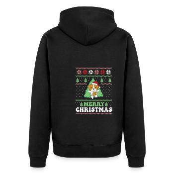 Joyeux Noël rétro moche Noël Jack Russell - Veste à capuche bio Premium Unisexe - noir - Dos - Nico (187cm)